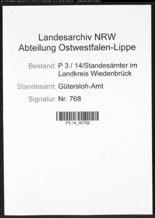 Heiratsregister Standesamt Gütersloh-Amt