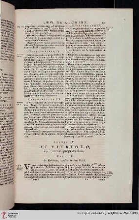 Sectio IV: De Vitriolo, ejusque miris proprietatibus