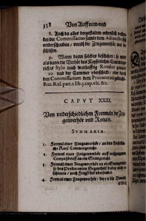 Caput XXXI. Von underschiedlichen Formuln der Zeugenverhör und Rotuln