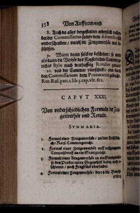 Caput XXXI. Von underschiedlichen Formuln der Zeugenverhör und Rotuln
