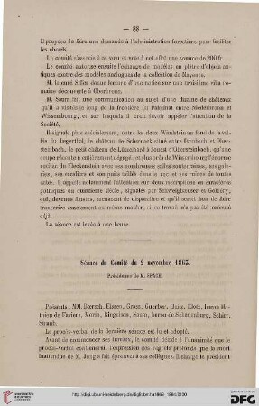 Séance du Comité du 2 novembre 1863