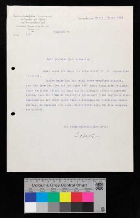 Schreiben an Vissering von Siebert von der Kameradschaftlichen Vereinigung des NDL betreffend rückständige Beitrage