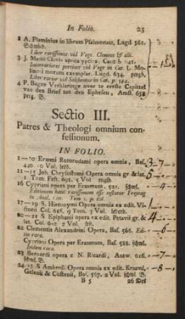 Sectio III. Patres & Theologi omnium confessionum.