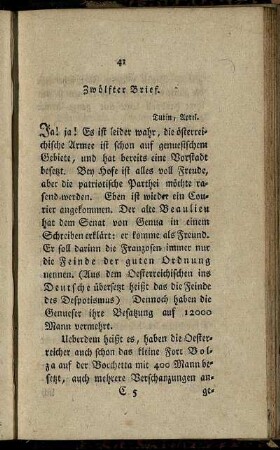 Zwölfter Brief. - Fünfzehnter Brief.