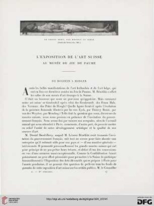 5. Pér. 10.1924: L' exposition de l'art suisse au musée du Jeu de Paume : de Holbein à Hodler