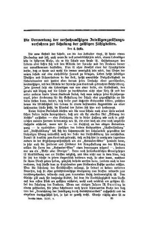 Die Verwertung der versuchsmäßigen Intelligenzprüfungsverfahren zur Schulung der geistigen Fähigkeiten