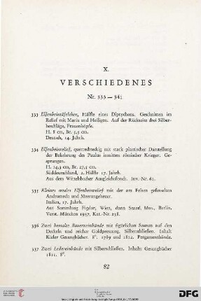 X. Verschiedenes (Nr. 333-341)