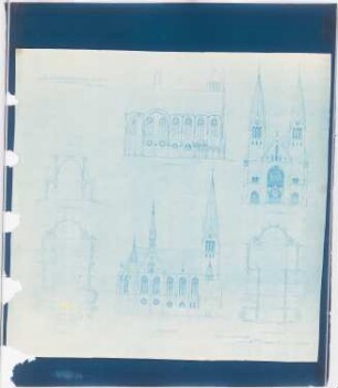 Erweiterung der St. Joseph und Medardus-Kirche, Lüdenscheid: Grundrisse, Ansichten und Schnitte der Kirche 1:200