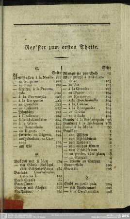 Register zum ersten Theile