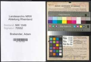 Entnazifizierung Adam Brabender , geb. 19.03.1901 (Baecker)