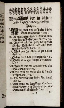 Verzeichniß der in diesem dritten Theile abgehandelten Fragen.