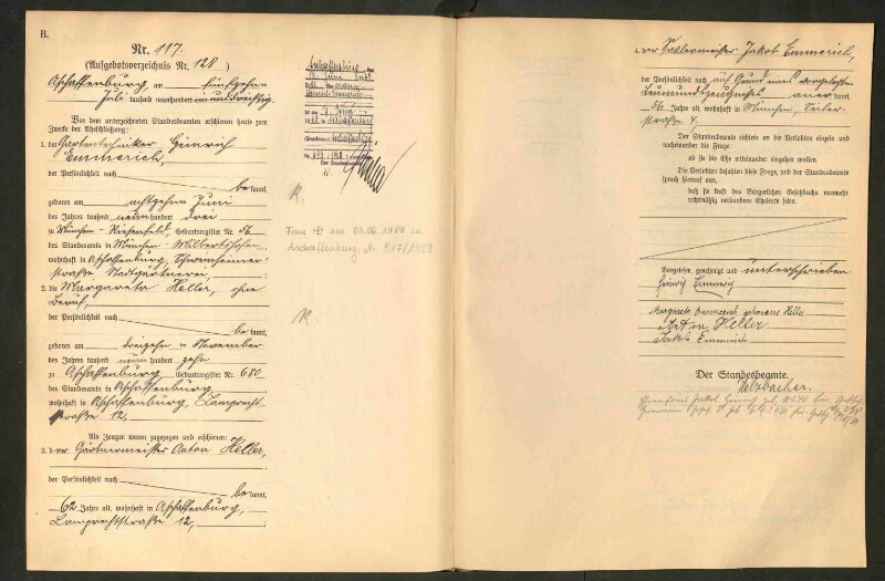 Standesamtsbuch der Stadt Aschaffenburg: Eheschließungen 252/1930 - 130/1931