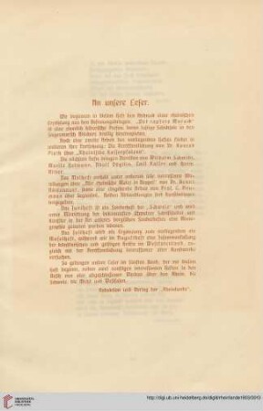 An unsere Leser