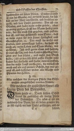 §. 66. Mit welchen die feurigen Pfeile des Bösewichts ausgelöschet werden können