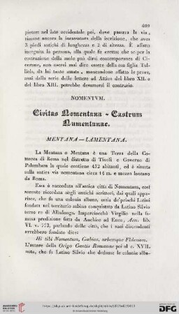 Civitas Nomentana ~ Castrum Numentanae