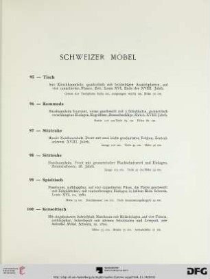 Schweizer Möbel (Nr. 95-105)