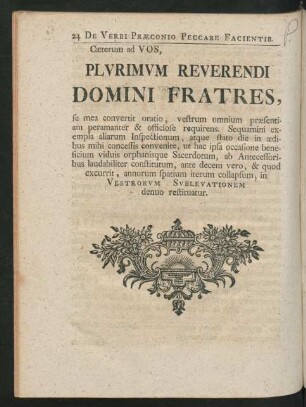 Caeterum ad VOS, Plurimum Reverendi Domini Fratres, ...