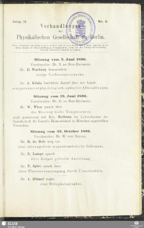 Sitzung vom 23. October 1896