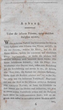 Ueber die äußeren Formen, unter welchen Religion existirt.