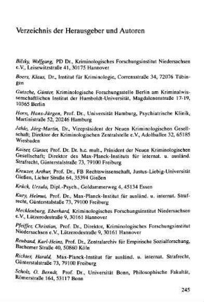 Verzeichnis der Herausgeber und Autoren