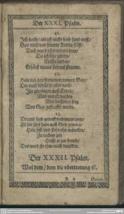 Der XXXII. Psalm. Wol dem, dem die ubertretung [et]c.