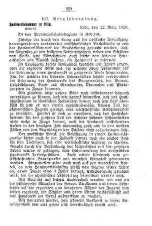 Berufsberatung : [C. Allgemeine Angelegenheiten der Unterrichtsanstalten]