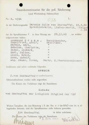 Manteuffel, Julie von
