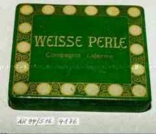 Blechdose für 20 Stück Zigaretten "WEISSE PERLE Compagnie Laferme"