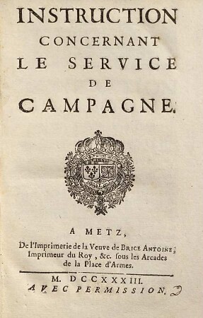 Instruction concernant le service de campagne