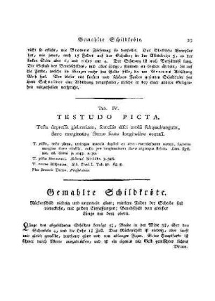 Tab. IV. Testudo Picta : Gemahlte Schildkröte
