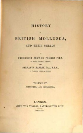 A history of British mollusca and their shells : by Edward Forbes and Sylvanus Hanley, IV
