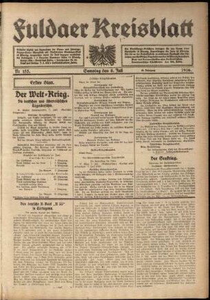 Erste Ausgabe vom Samstag, den 08. Juli 1916.
