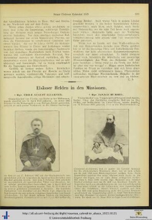 Elsässer Helden in den Missionen.