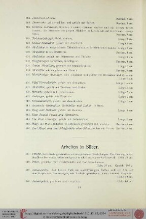 Arbeiten in Silber (Nr. 417-597)