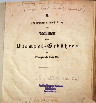 Hauptzusammenstellung der Normen über Stempel-Gebühren im Königreich Bayern