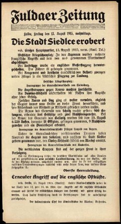 Ausgabe vom Freitag, den 13. August 1915.