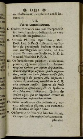 VII. Series contentorum.