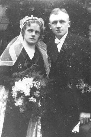 Neschwitz-Zescha. Neumühle, Trauung Domann in Holscha, Weihnachten 1933, Repro (Bildersammlung Domann, Holscha)