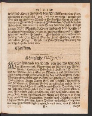 Königliche Obligation