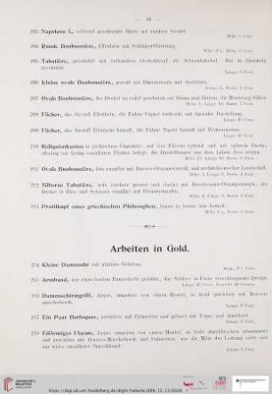 Arbeiten in Gold (Nr. 214 - 230)