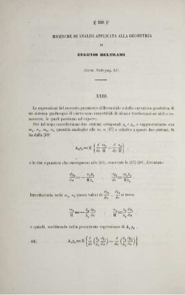 Ricerche di analisi applicata alla geometria (Cont. Vedi pag. 91).