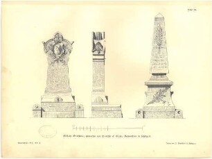 Grafik "Einfache Grabsteine; entworfen von Eisenlohr & Weigle, Baumeister in Stuttgart."