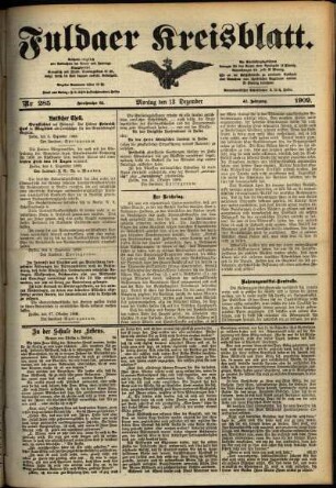Ausgabe vom Montag, den 13. Dezember 1909.