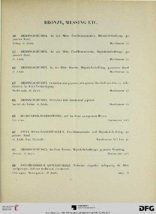 Bronze, Messing etc. (Nr. 60-97)