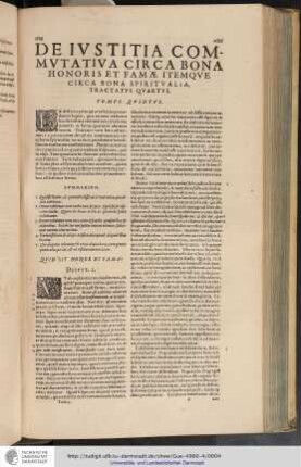 De Ivstitia Commvtativa circa Bona honoris et Famae Itemqve Circa Bona Spiritvalia Tractatvs Qvartvs