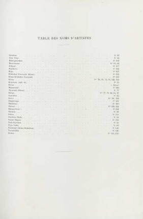 Table des noms d' artistes