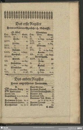 Das andere Register Derer angeführten Auctorum