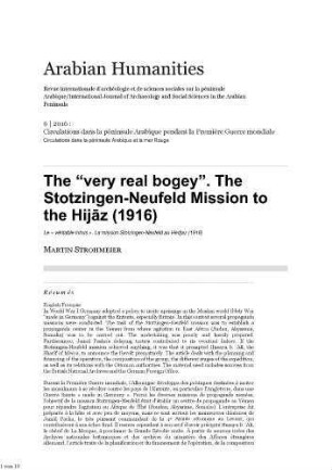 6: The “very real bogey” : The Stotzingen-Neufeld Mission to the Hijāz (1916)