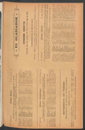 Hipódromo Argentino - Programa para las carreras del jueves 29 de mayo de 1902
