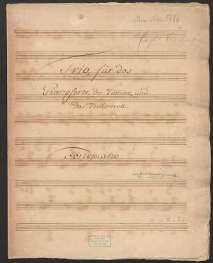 Trios, vl, vlc, pf, c-Moll - BSB Mus.ms. 5786 : Trio für das Pianoforte, die Violine und das Violoncell.